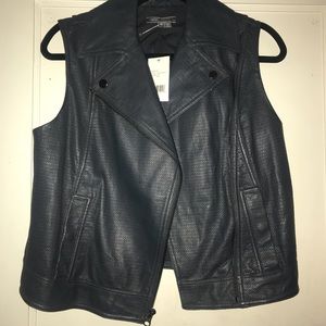 Vince Leather Moto Vest